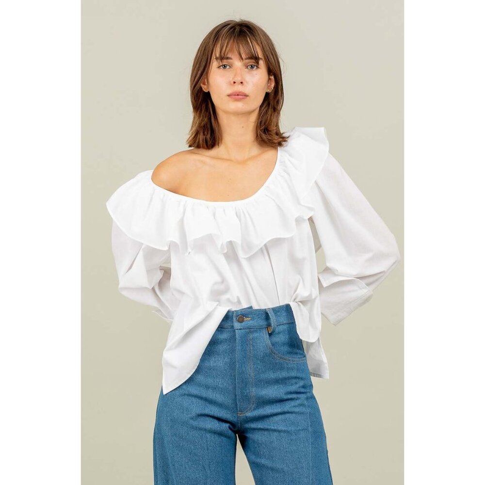 NWT Toit Volant white ruffle flounce Cynthia top